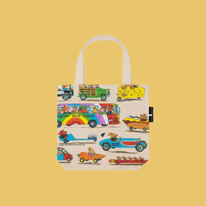 Double Sided Canvas Tote Bags- Richard Scarry Cars and Trucks that Go MINI KIDS SIZE