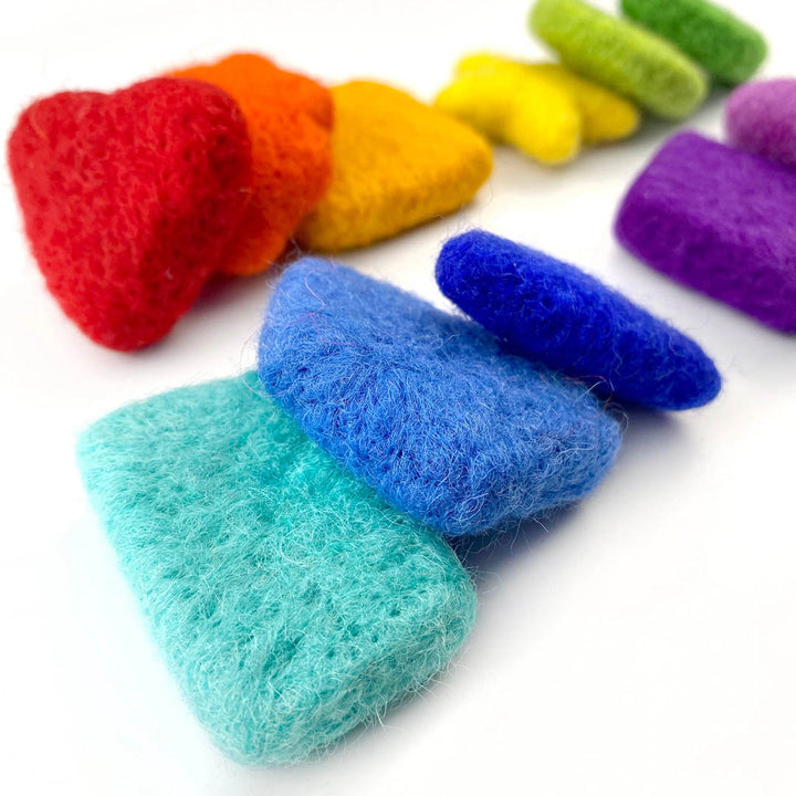 Wool Felt Sorting Shapes - Rainbow Party Set of 12