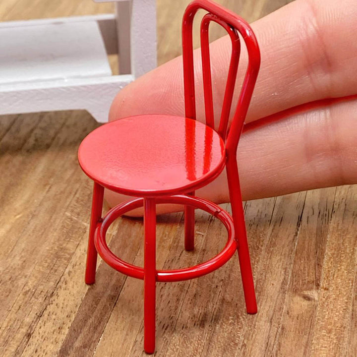 NEW Dollhouse Miniatures: Miniature Red Retro Cafe Chair