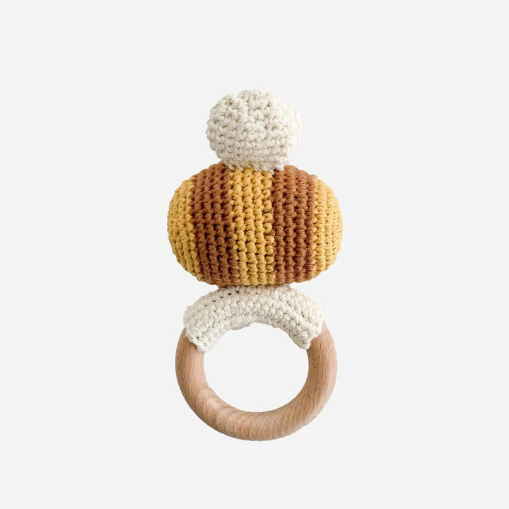 Organic Cotton Teether Bee Crochet Rattle Toy