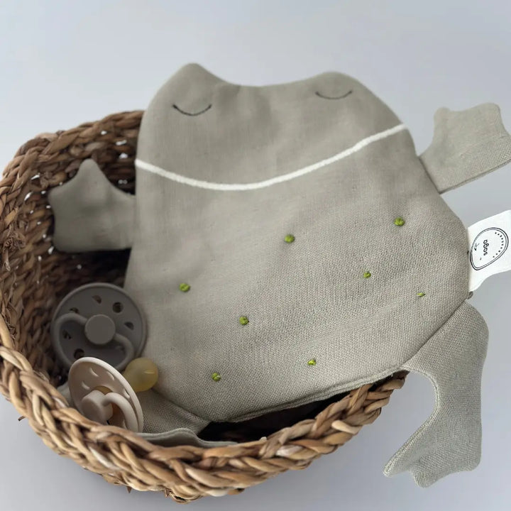 Organic Cotton Cuddle Cloth Frog with Pacifier Holder