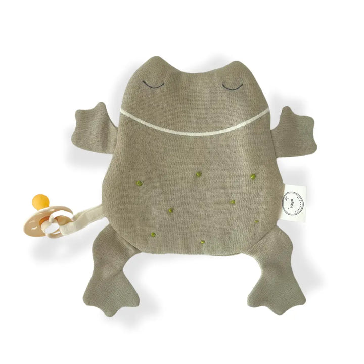 Organic Cotton Cuddle Cloth Frog with Pacifier Holder