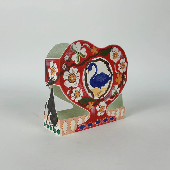 Swan and Thorn Vase Die-Cut Card
