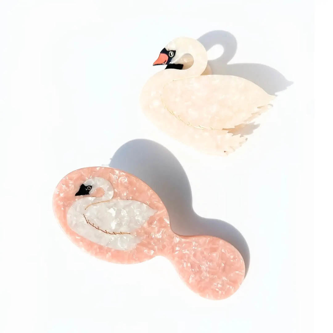 Brush and Hair Clip Swan Gift Set