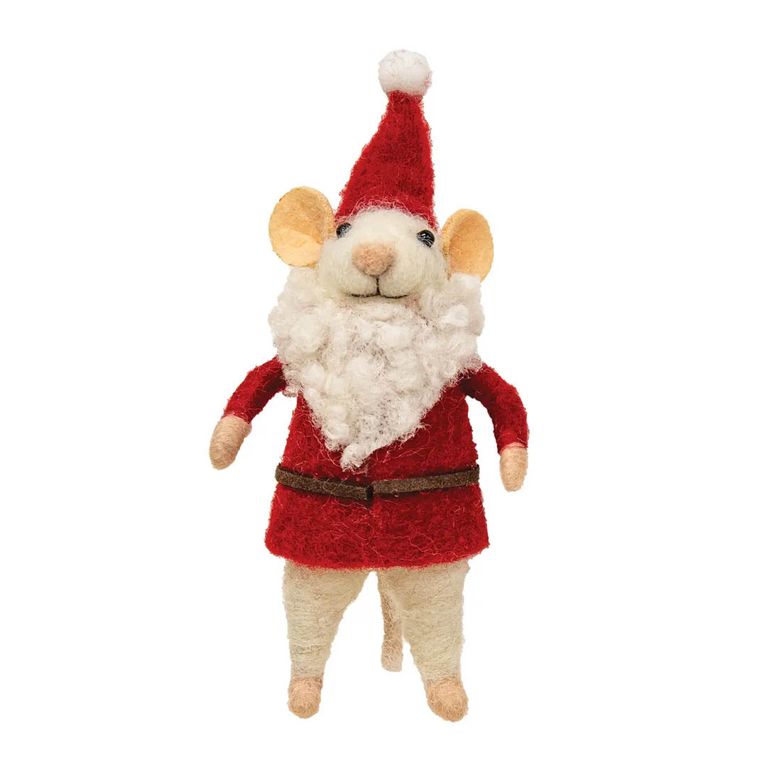 NEW Felted Mouse Santa Ornament
