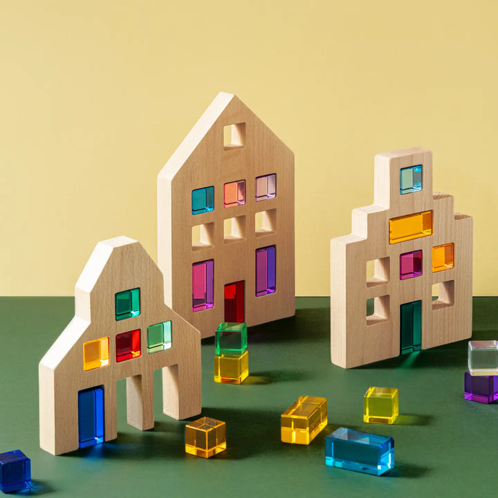 NEW Wooden Riley City Blocks & Gems Set