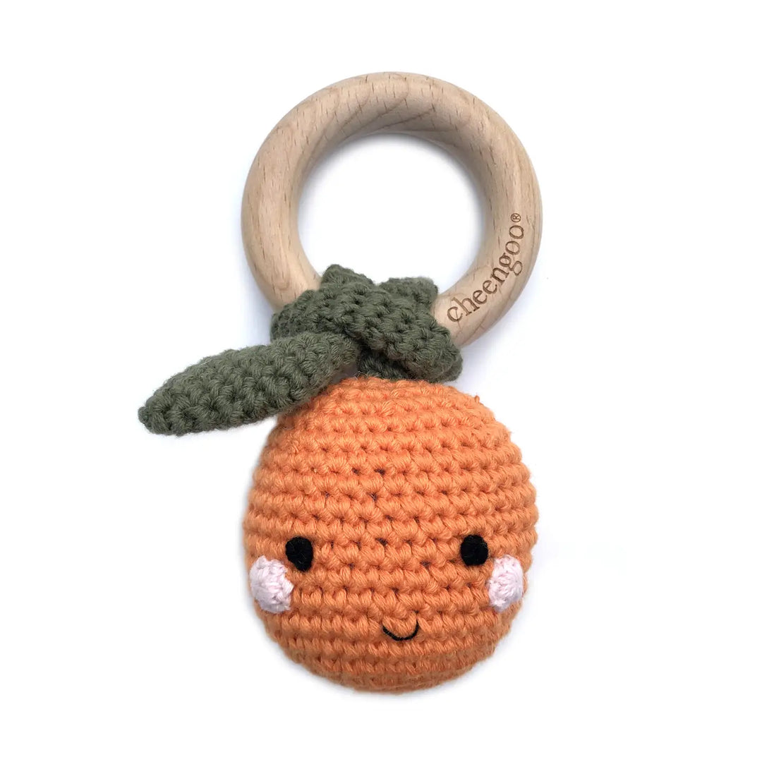 Orange Organic Crochet Rattle Toy