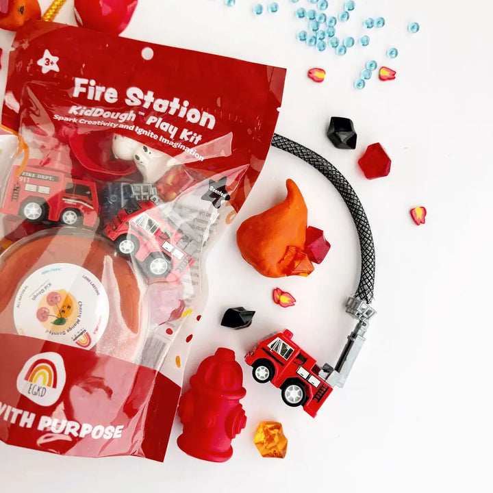 Scented Natural Sensory Play Dough Kit- Fire Station (Cherry Mango)