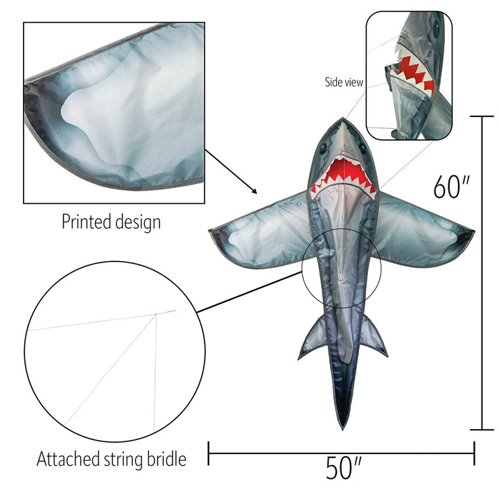 Realistic Shark Kite 5'