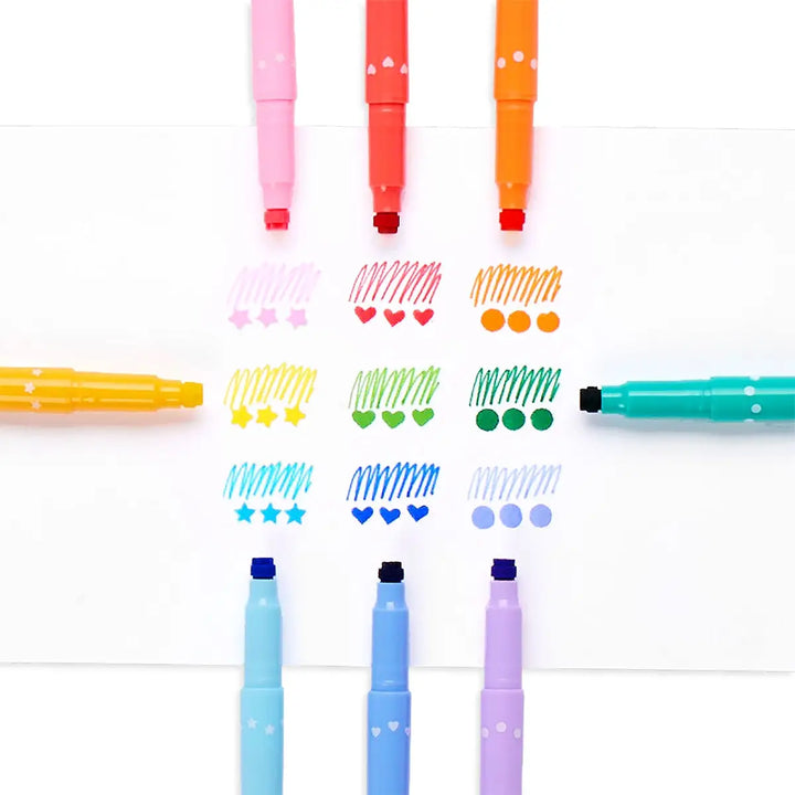 NEW Confetti Stamp Double-Ended Markers - Set of 9