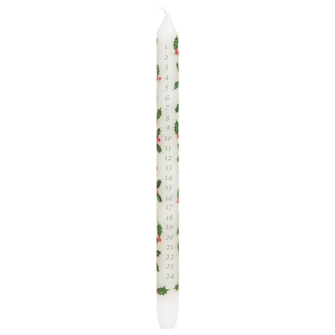 Botanical Holly Christmas Advent Candle