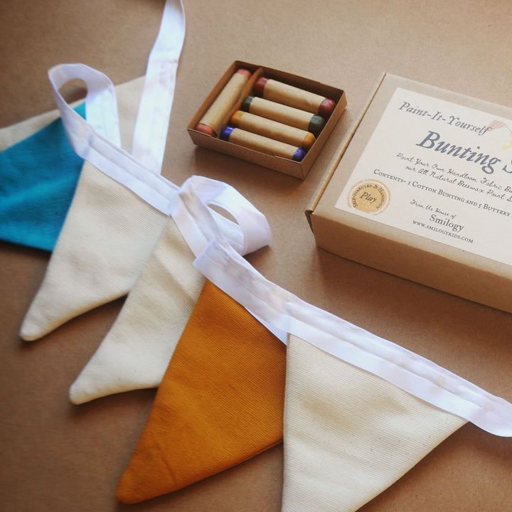 NEW Cotton Bunting Coloring Craft Set with Paint Sticks