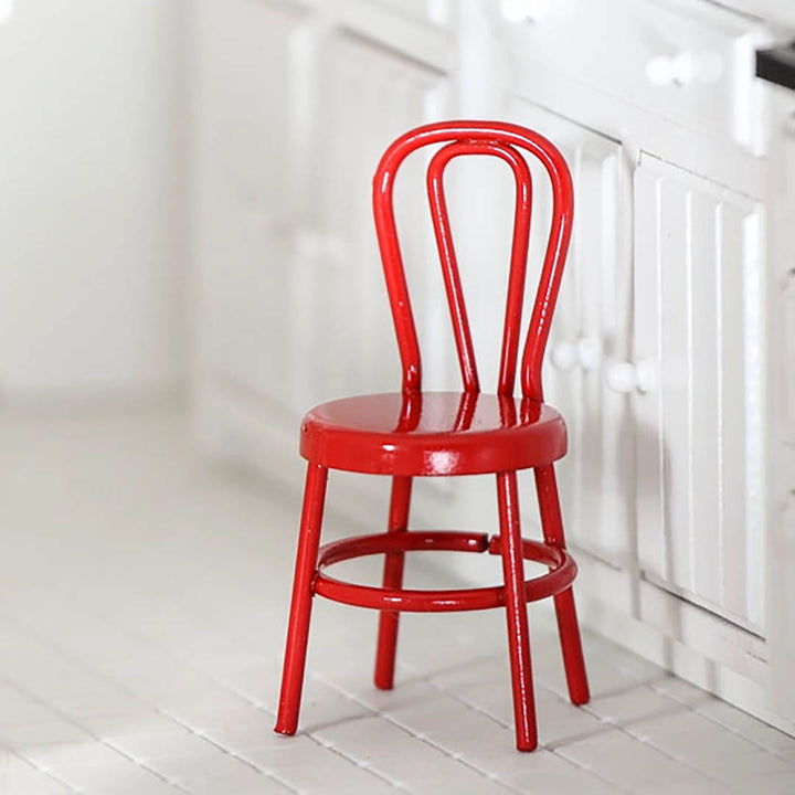 NEW Dollhouse Miniatures: Miniature Red Retro Cafe Chair