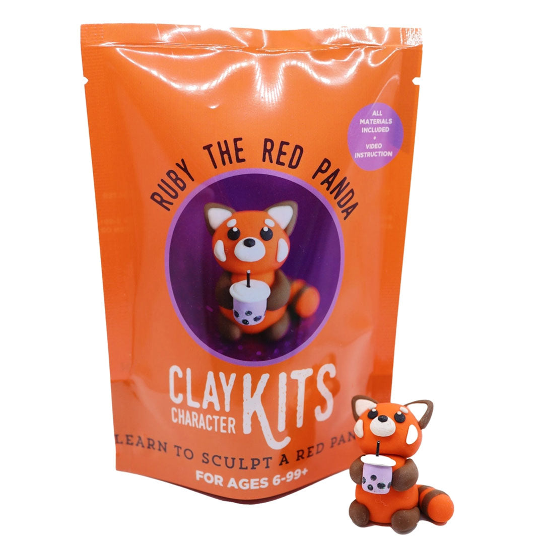 NEW Red Panda Diy Polymer Clay Kit - DIY Figurine with Boba Tea