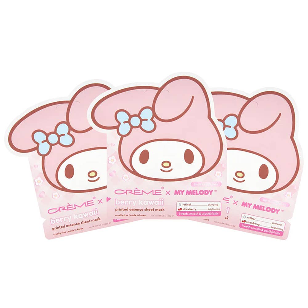 NEW My Melody Berry Kawaii Printed Essence Sheet Mask (Set of 3)