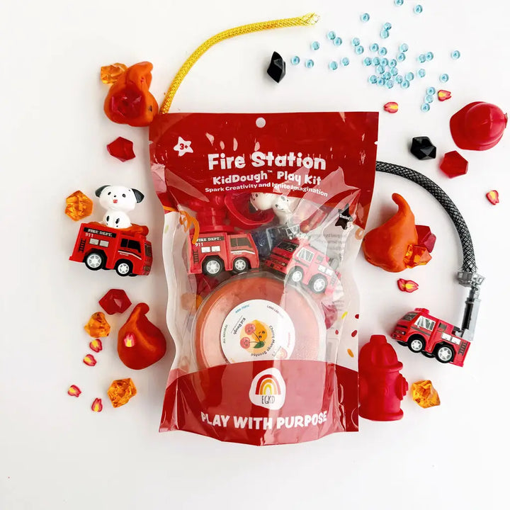 Scented Natural Sensory Play Dough Kit- Fire Station (Cherry Mango)
