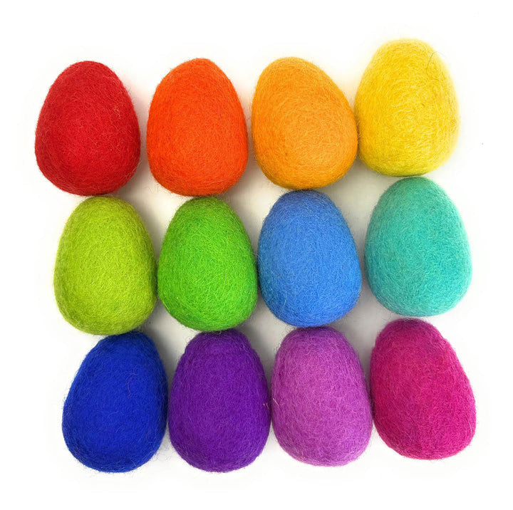 Wool Felt Eggs - Rainbow Party Set of 12