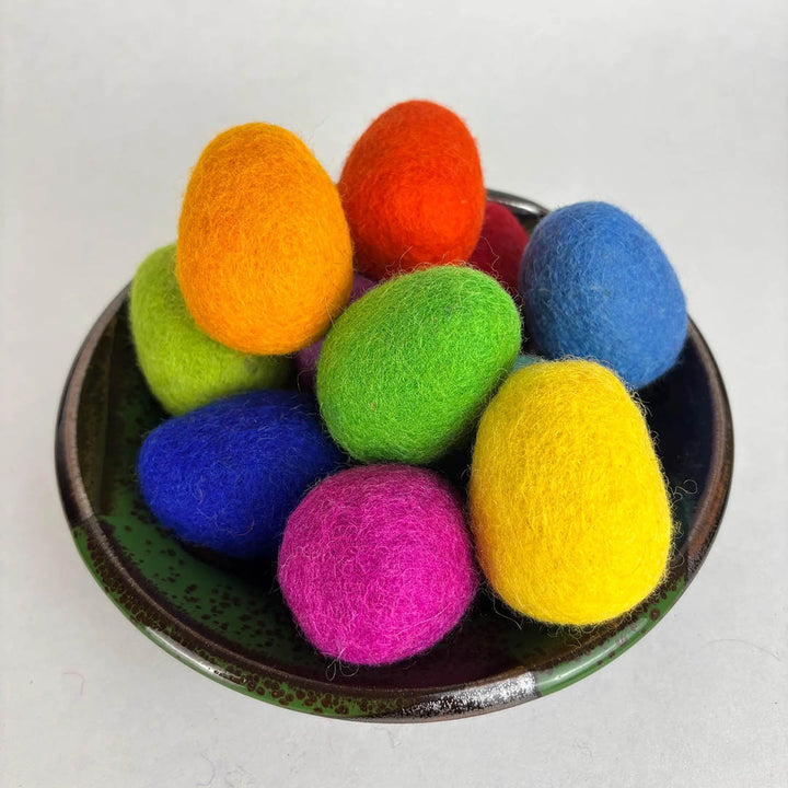 Wool Felt Eggs - Rainbow Party Set of 12