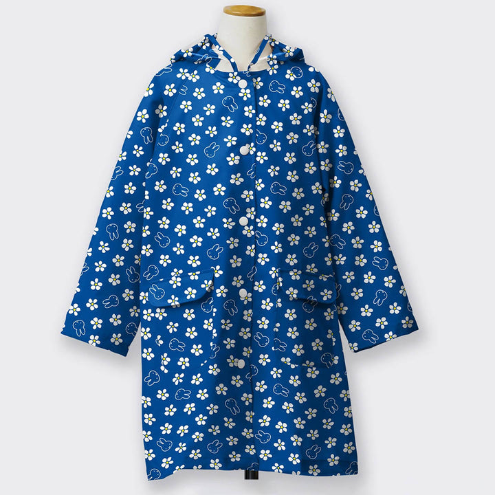 NEW Kid's Rain Jacket with Storage Tote Bag- Miffy Blue Flowers