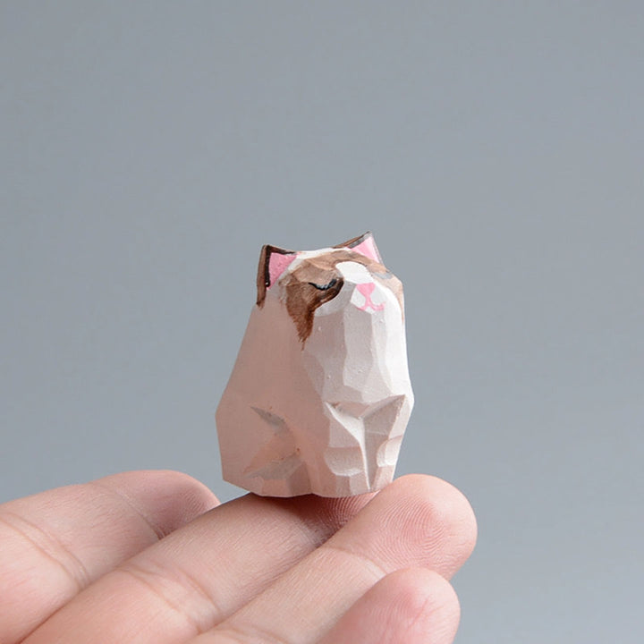 Handmade Wooden Animal- Hand Carved Siamese Cat