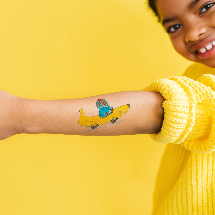 NEW Temporary Tattoo Sheets: Richard Scarry Bananas Gorilla + Car