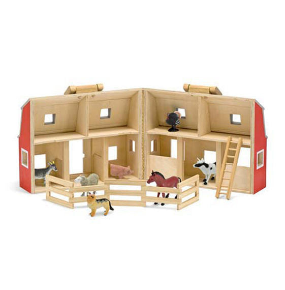 Fold and Go Barn Toy Set Open
