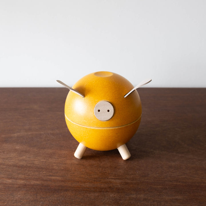 Wooden Piggy Bank- Yellow Orchard