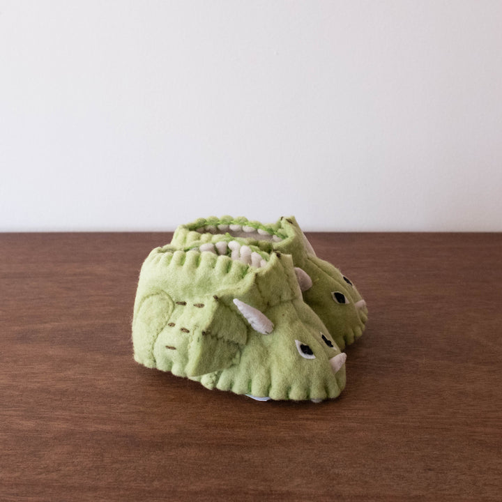 Baby Wool Felt Booties- Triceratops