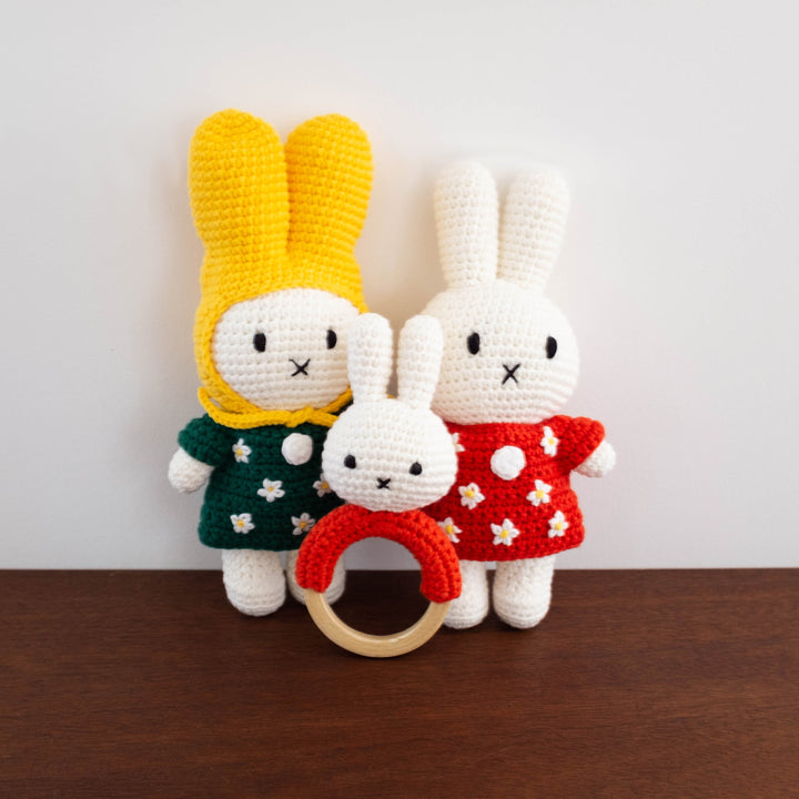 NEW Miffy Handmade Crochet Doll- Yellow Hat with Green Dress
