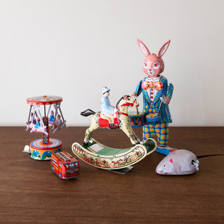 Retro Tin Toy- Windup Pigs and Dogs Carousel