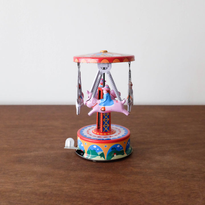 Retro Tin Toy- Windup Pigs and Dogs Carousel