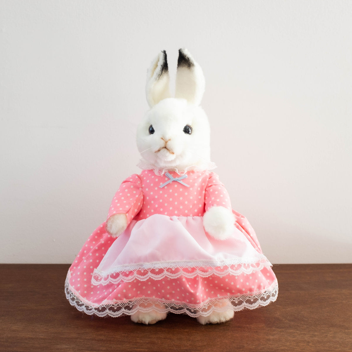 NEW White Bunny in Pink Dress Stuffed Animal