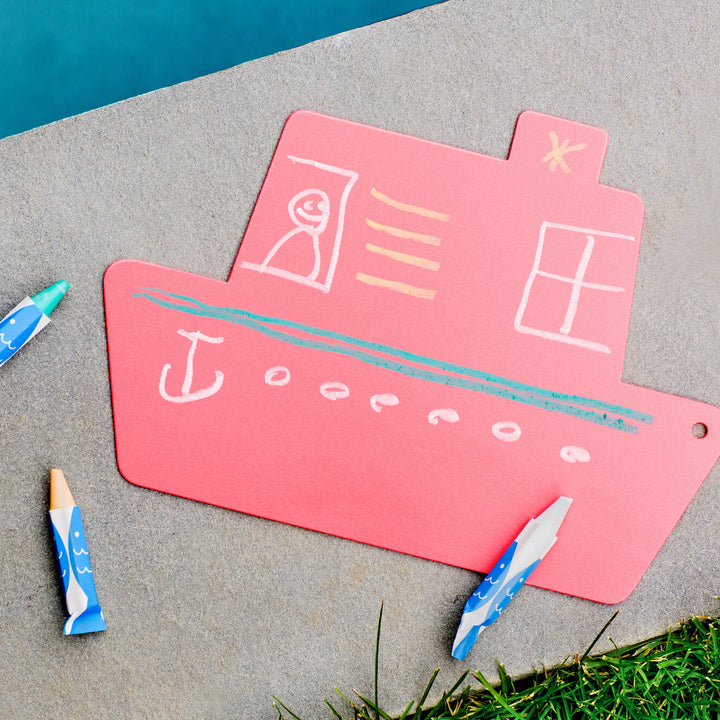 NEW Japanese Bath Ship Drawing Pad with Crayon- Red