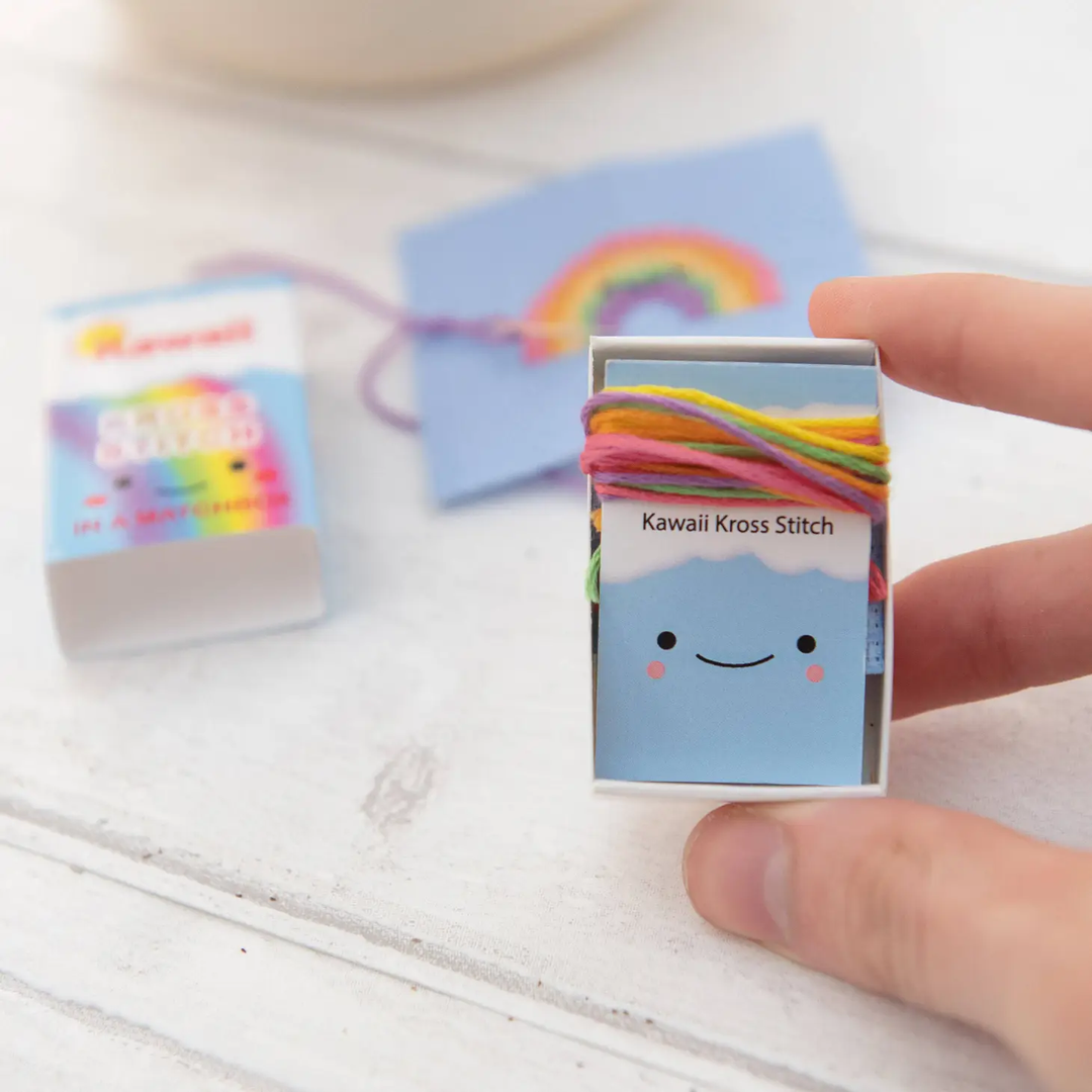NEW Kawaii Rainbow Arc Mini Cross Stitch Kit In A Matchbox