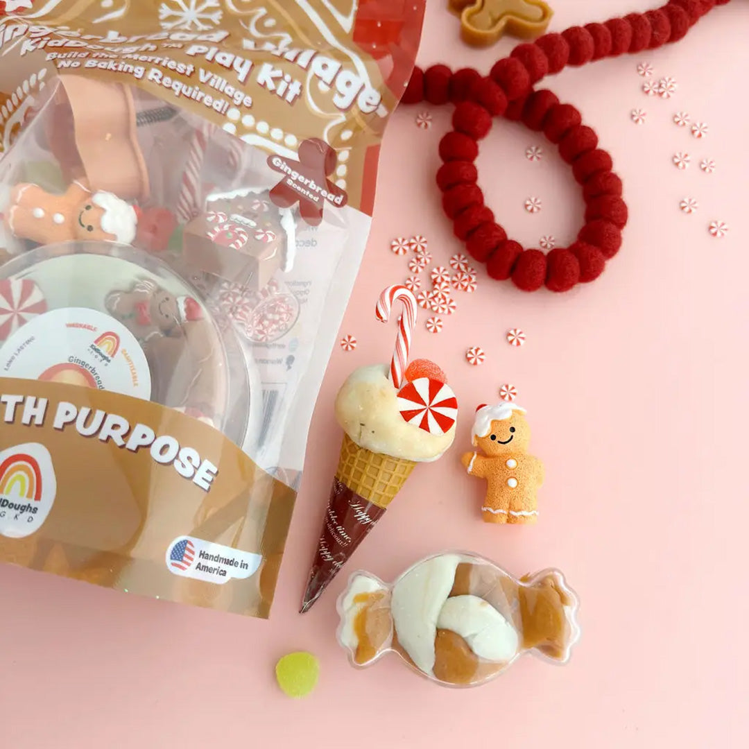 Scented Natural Sensory Play Dough Kit- Gingerbread Village KidDough Play Kit