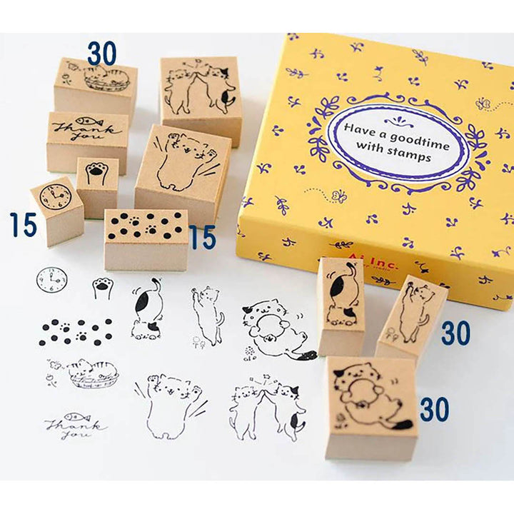 NEW Japanese Animal Kitten Stamp Set of 10