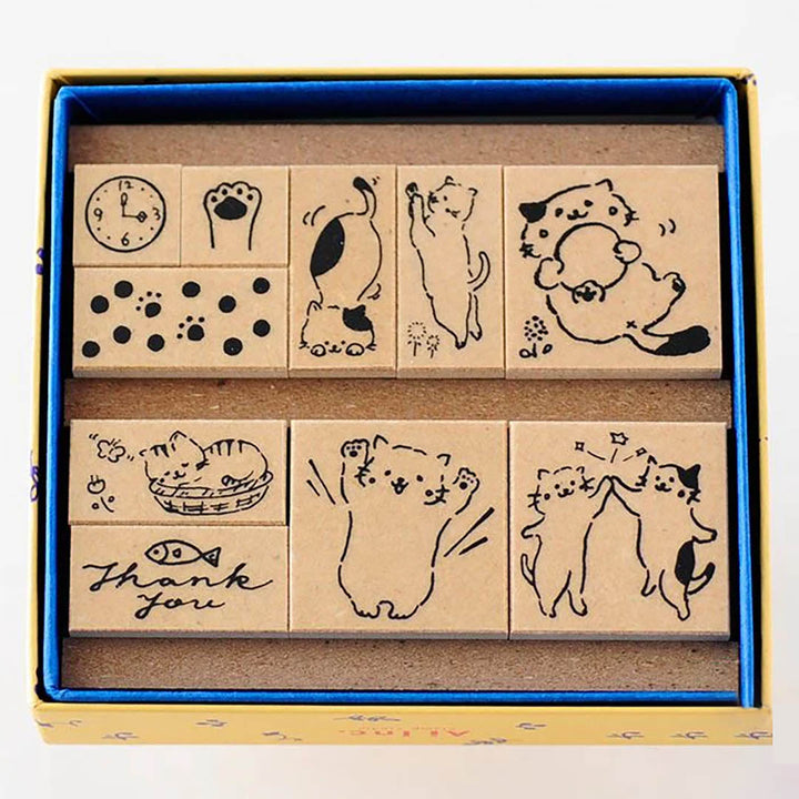 NEW Japanese Animal Kitten Stamp Set of 10