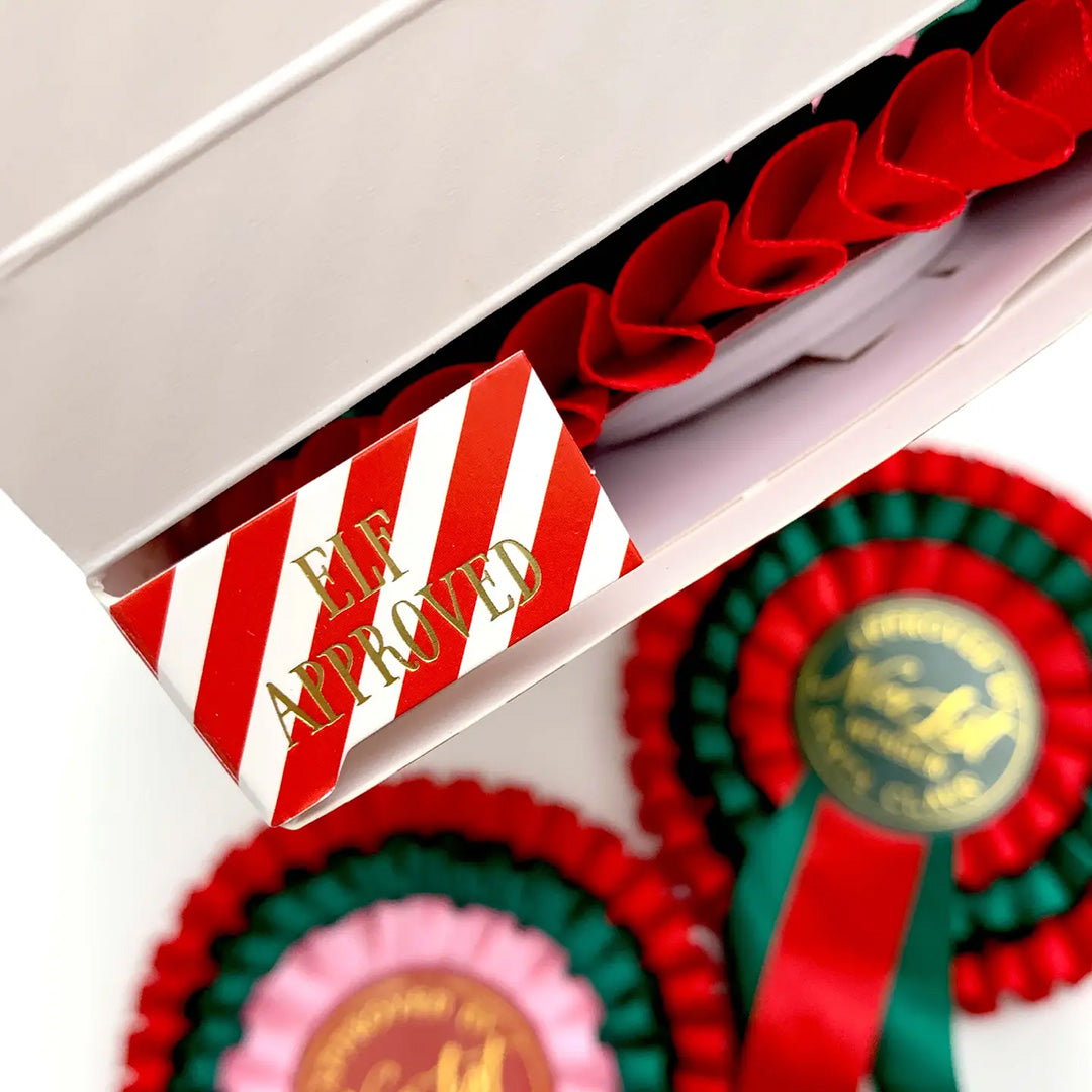 Nice List Member Christmas Rosette Badge Red/Green