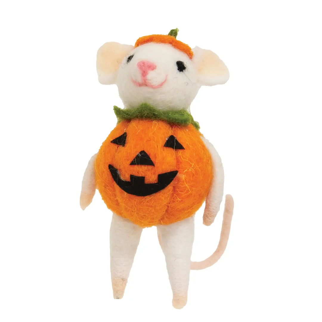 NEW Felted Halloween Pumpkin Mouse Ornament