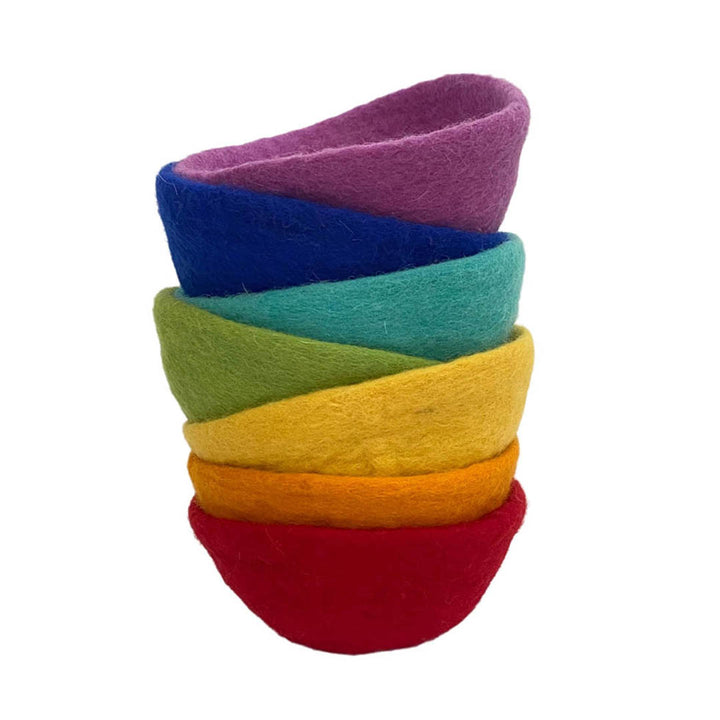 Wool Felt Bowls - Rainbow Party Set of 7