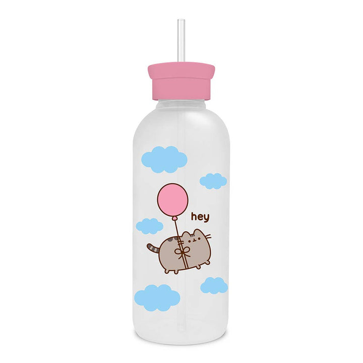Pusheen Glass Water Bottle with Straw
