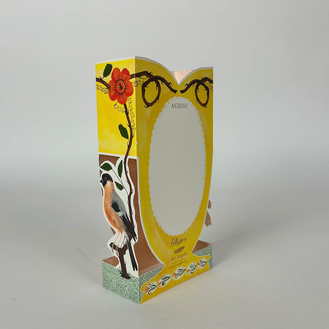 Finches & Folly Vase Die-Cut Card