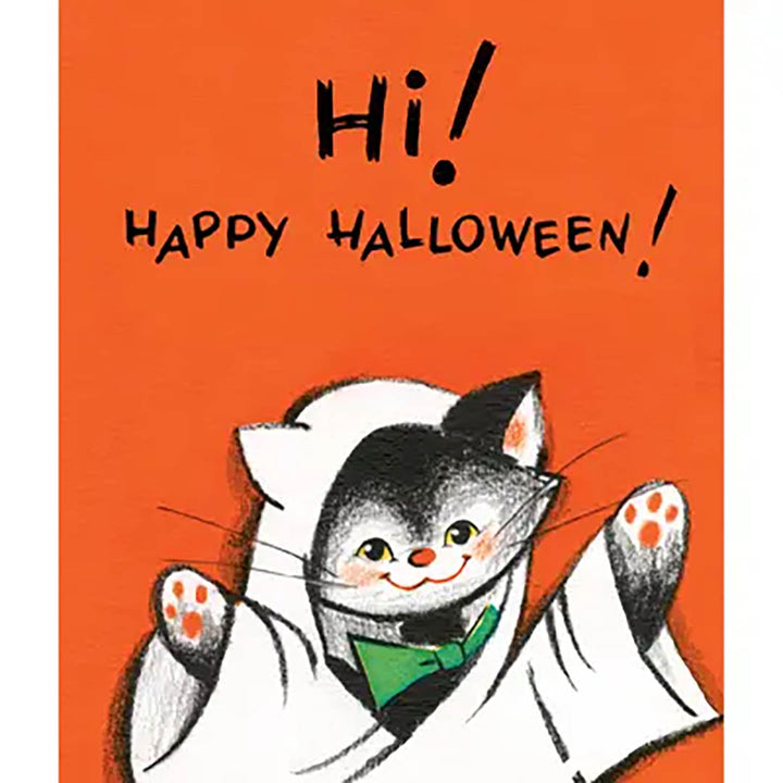 Kitty In Ghost Costume - Halloween Card