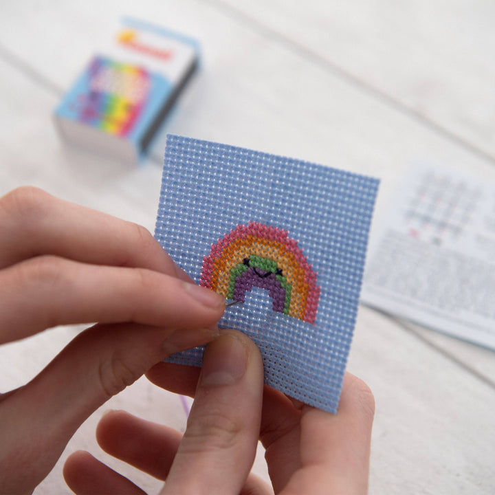 NEW Kawaii Rainbow Arc Mini Cross Stitch Kit In A Matchbox