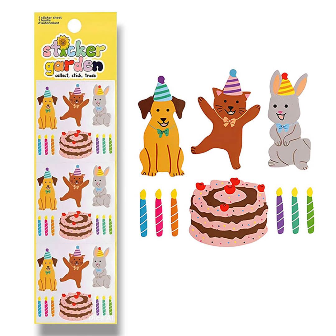 Glossy Birthday Pets Stickers