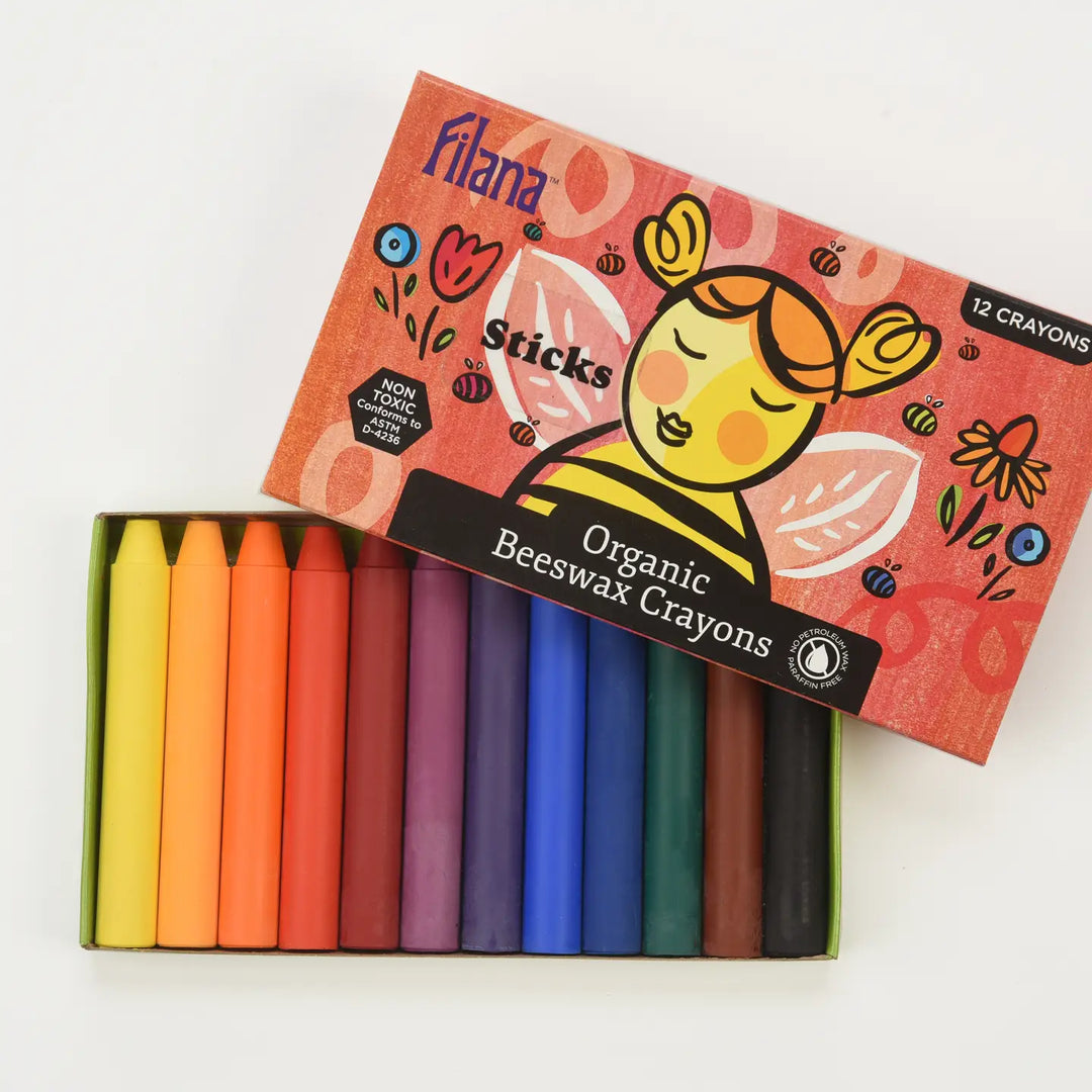 Organic Beeswax Crayons- 12 Classic Colors in Stick