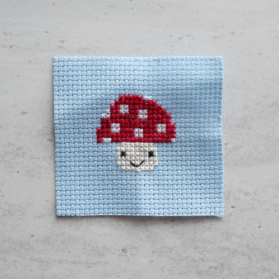 Kawaii Toadstool Mini Cross Stitch Kit In A Matchbox