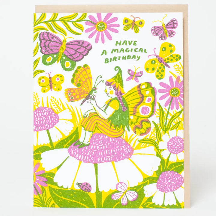 Magical Birthday Fairy Letterpress Greeting Card by Phoebe Wahl