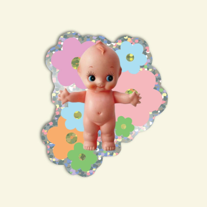 Kewpie Baby Vinyl Glitter Sticker