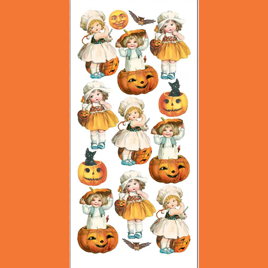 Halloween Kids in Pumpkins Stickers